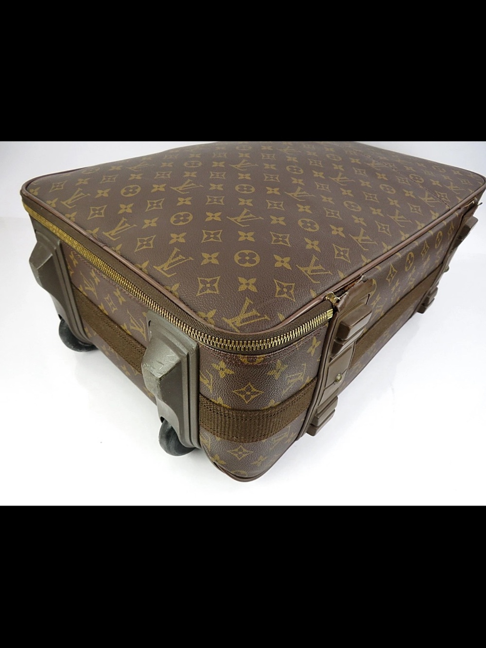 Louis Vuitton Brown Monogram Carry-On Suitcase with Leather Trim - Picture 7 of 16